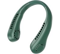 Portable Neck Fan, USB Bladeless Mini Fan with 360°Airflow, Cooling Summer Vaneless Hanging Neck Fans Three-speeds Change for Home Office Travel Outdoor Sports (Green)