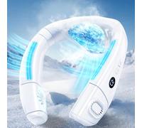 Portable Neck Fan with Large Cooling Plate, Wearable Neck Air Conditioner Personal AC Fan Quiet 6000mAh Rechargeable, 360° Cooling Blow Cold Air to Back,3 Speeds/Refrigerations for Travel Office,White