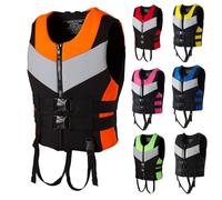 Portable Neoprene Life Jackets for Adults Fishing Buoyancy Aid Outdoor Boating Device Swimming Drifiting Outdoor Adjustable Swim Float Vests for Kayak Surfing Diving Water Sport(Black Orange,M)