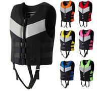 Portable Neoprene Life Jackets for Adults Fishing Buoyancy Aid Outdoor Boating Device Swimming Drifiting Outdoor Adjustable Swim Float Vests for Kayak Surfing Diving Water Sport(Black,M)