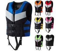 Portable Neoprene Life Jackets for Adults Fishing Buoyancy Aid Outdoor Boating Device Swimming Drifiting Outdoor Adjustable Swim Float Vests for Kayak Surfing Diving Water Sport(Black Blue,2XL)