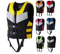 Portable Neoprene Life Jackets for Adults Fishing Buoyancy Aid Outdoor Boating Device Swimming Drifiting Outdoor Adjustable Swim Float Vests for Kayak Surfing Diving Water Sport(Black Yellow,XL)
