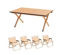 Portable nic Table Set with 4 Chairs 90cm Folding Wooden Table Includes Sto Bag Perfect for Beach Camping Balcony Outdoor Dining and Gatherings
