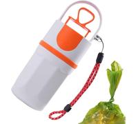 Portable No Touch Dog Poop Tongs with Bag Dispenser,Animal Poop Gripper Handheld Puppy Poop Shovel Dog Waste Picker for Walks,Camping,Garden,Park,All Dog Breeds (Light Gray Orange)