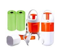 Portable No Touch Poop Scooper for Dog - 2 Pack Handheld Dog Poop Holder with Waste Bag Pouch | Pet Waste Pick-up Claw | Poops Picker Upper Tool for All Dogs | Dogs Poos Later Disposal Container White