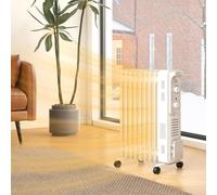 HOMCOM 2000W Oil Radiator, 9 Fin Energy Efficient Portable Electric Heater with 3 Heat Settings, Adjustable Thermostat, White Aosom UK