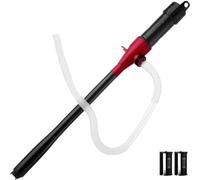 Portable Oil Pump Electric Liquid Transfer Pump with Flexible Transparent Hose and Built in Compartment for Petroleum Oil Suitable for Garage Workshop, Red