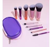 Portable ON THE GO Makeup Brush Set, COSHINE 10pcs Easy-taken Mini Full Complete Function Cosmetic Brushes Kit with Brush Pouch (colorful)