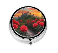 Portable on-The-go Pill Box, A Beautiful Castle Round Pill Box, fits in Your Purse Pocket Lightweight 3 Compartment Pill Box,