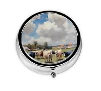 Portable on-The-go Pill Box, A Large Farm. Round Pill Box, fits in Your Purse Pocket Lightweight 3 Compartment Pill Box,
