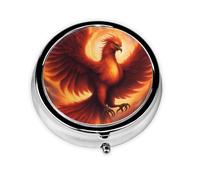 Portable on-The-go Pill Box, A Lovely Phoenix Round Pill Box, fits in Your Purse Pocket Lightweight 3 Compartment Pill Box,