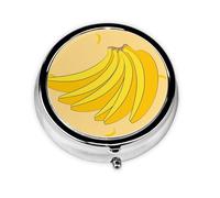 Portable on-The-go Pill Box, Cartoon Banana Round Pill Box, fits in Your Purse Pocket Lightweight 3 Compartment Pill Box,