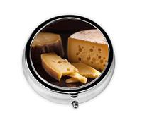 Portable on-The-go Pill Box, Cheese Round Pill Box, fits in Your Purse Pocket Lightweight 3 Compartment Pill Box,