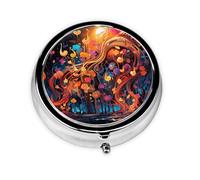 Portable on-The-go Pill Box, Colorful Music Notes Round Pill Box, fits in Your Purse Pocket Lightweight 3 Compartment Pill Box,