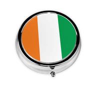 Portable on-The-go Pill Box, Flag of Ivory Coast Round Pill Box, fits in Your Purse Pocket Lightweight 3 Compartment Pill Box,