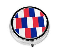 Portable on-The-go Pill Box, French Flag Round Pill Box, fits in Your Purse Pocket Lightweight 3 Compartment Pill Box,