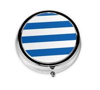 Portable on-The-go Pill Box, Greek Flag Round Pill Box, fits in Your Purse Pocket Lightweight 3 Compartment Pill Box,