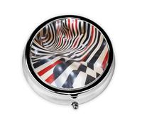 Portable on-The-go Pill Box, Grid Illusion Round Pill Box, fits in Your Purse Pocket Lightweight 3 Compartment Pill Box,