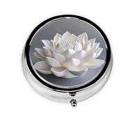 Portable on-The-go Pill Box, Handmade Lotus Round Pill Box, fits in Your Purse Pocket Lightweight 3 Compartment Pill Box,