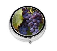 Portable on-The-go Pill Box, Huge Grapes Round Pill Box, fits in Your Purse Pocket Lightweight 3 Compartment Pill Box,