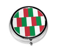 Portable on-The-go Pill Box, Italian Flag Round Pill Box, fits in Your Purse Pocket Lightweight 3 Compartment Pill Box,