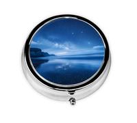 Portable on-The-go Pill Box, Late Night sea Level Round Pill Box, fits in Your Purse Pocket Lightweight 3 Compartment Pill Box,