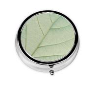Portable on-The-go Pill Box, Leaf Vein Diagram Round Pill Box, fits in Your Purse Pocket Lightweight 3 Compartment Pill Box,