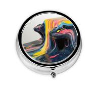 Portable on-The-go Pill Box, Liquid Marble Round Pill Box, fits in Your Purse Pocket Lightweight 3 Compartment Pill Box,