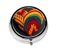 Portable on-The-go Pill Box, Love Flag Round Pill Box, fits in Your Purse Pocket Lightweight 3 Compartment Pill Box,