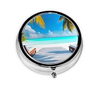 Portable on-The-go Pill Box, Maldives Holidays Round Pill Box, fits in Your Purse Pocket Lightweight 3 Compartment Pill Box,