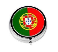 Portable on-The-go Pill Box, Portuguese Flag Round Pill Box, fits in Your Purse Pocket Lightweight 3 Compartment Pill Box,