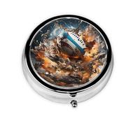 Portable on-The-go Pill Box, Rugby on Fire Round Pill Box, fits in Your Purse Pocket Lightweight 3 Compartment Pill Box,