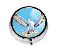 Portable on-The-go Pill Box, Seagulls in Flight Round Pill Box, fits in Your Purse Pocket Lightweight 3 Compartment Pill Box,