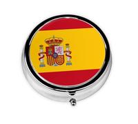 Portable on-The-go Pill Box, Spanish Flag Round Pill Box, fits in Your Purse Pocket Lightweight 3 Compartment Pill Box,