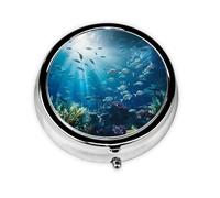 Portable on-The-go Pill Box, Submarine World Round Pill Box, fits in Your Purse Pocket Lightweight 3 Compartment Pill Box,
