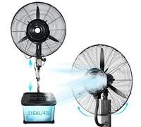 Portable Oscillating Misting Fan with 11 Gallon Tank, Height Adjustable Outdoor Industrial Mister Oscillating Pedestal Fan, 3 Power Settings (81cm/31.9in)