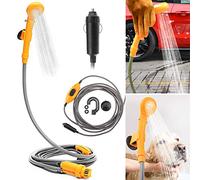 Portable Outdoor Camping Shower Kit, MASO 12V Automobile Showers with Water Pump, 5 Meter Cable Cigarette Lighter Plug Max 7L Water Per Minute for Pet Bath Car Washing