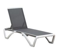 Outsunny Chaise Patio Lounge With 5-Level Adjustable Back Wheels Texteline In Grey Grey