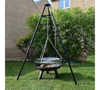 Portable Outdoor Fire Pit Grill Tripod - Heavy Duty Stainless Steel Barbecue Net for Charcoal Cooking and Camping