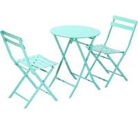 Portable Outdoor Folding Table and Chair Set - 2 Stools + 1 Table Premium Metal Bistro Patio Furniture 3-Piece Dining Set for Camping Garden Picnic