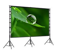 Portable Outdoor Projector Screen with Stand, 180 Inch 16:9 4K HD Anti-Crease Movie Screen with Height Adjustable, Support 2 Sided Projection