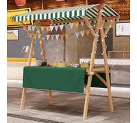 Portable Outdoor Vendor Cart Foldable Wooden Market Stall with Canopy Green Concession Stand for Markets Street Food & Events 120cm/47.2in