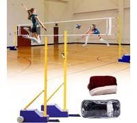 Portable Outdoor Volleyball and Badminton Net Set with Wheels and Carry Bag for Backyard Training