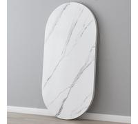 Portable Oval Wood Dining Table Top Replacement for 20" 24" 31" 40" Coffee Table White Marble Finish Ideal for Indoor/Outdoor Bistro 80x40cm (31.5"x16")