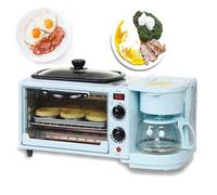 Portable Oven Breakfast Maker with Coffee Machine, 3 in 1 Oven, Frying Pan, Coffee, Double Knob Adjustment: 30m Timer, 100-230°C Temperature, Ideal for Apartments