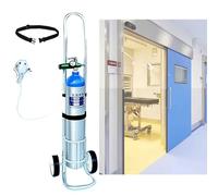 Portable Oxygen Tank Holder Cart with Adjustable Height, Lightweight Metal Trolley with Safety Belt for 23.5cm Oxygen Cylinders, Easy Transport Oxygen Carrier
