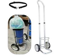 Portable Oxygen Tank Holder with 2 Wheels, Rolling Oxygen Cylinder Cart with Handle & Safety Belt, Lightweight Storage Rack for Home Use, Fits 12.5cm (4.9") Tanks