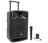 Portable PA System 600W Black with Bluetooth, BoomTone DJ TRAVELSOUND12-VHF USB, SD & Mic Player Hand & VHF Headband Included Ideal for DJ, Karaoke, Street Shows and Party