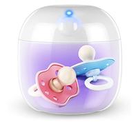 Portable Pacifier Sterilizer, Mini UV Light Sterilizer, 99.99% Sterilization in 3 Mins, USB Rechargeable, Mini UV-C Sanitizer Box for Baby Pacifier, Bottle Nipples, Teethers, Headphones, Keys (White)