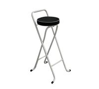 Portable Padded Folding Bar Stool with Backrest & Footrest - Comfortable High Chair for Kitchen Island Café Outdoor Use - Round Design Set of 1 (Color: B)